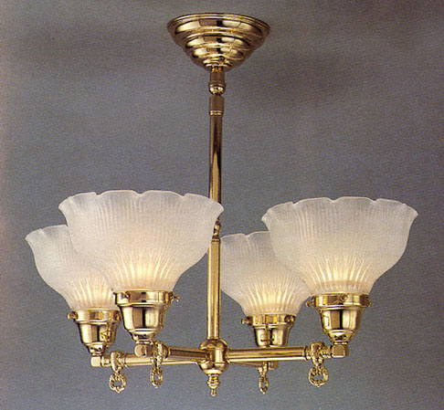 Model H20 An Old Electric Reproduction in Polished Brass. Matching Wall Sconces always available!