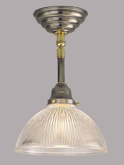 Model H44 Great Task Pendant Light in Pewter and Polished Brass. Custom Height No Problem!