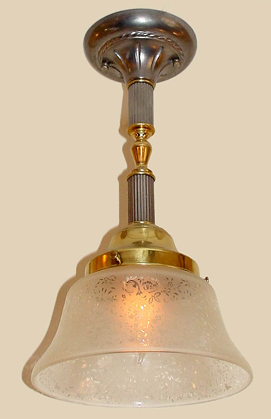 Model H6 Country English Pendant in Mixed Metals, Pewter and Polished Brass.